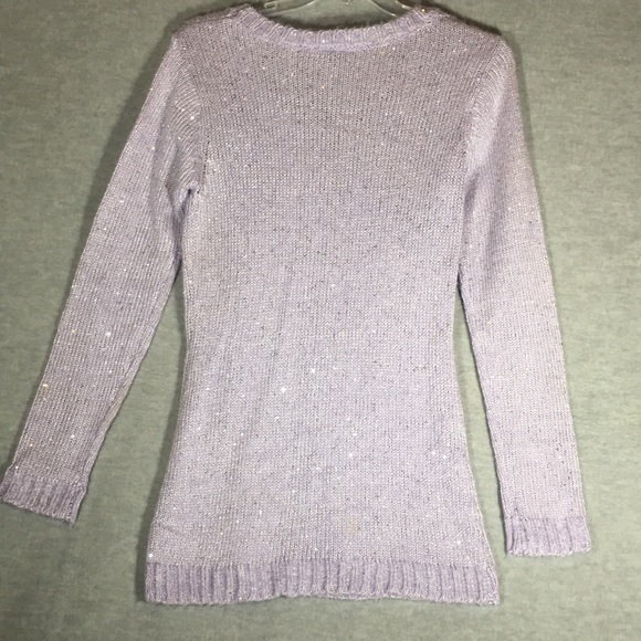 RUE 21 Wool Blend Holiday Ski Scoop Neck Machine Washable Sweater Tiny Sequins - Picture 2 of 15